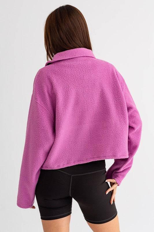 Pocket Detail Boxy Fleece Pullover Sweater Sweaters