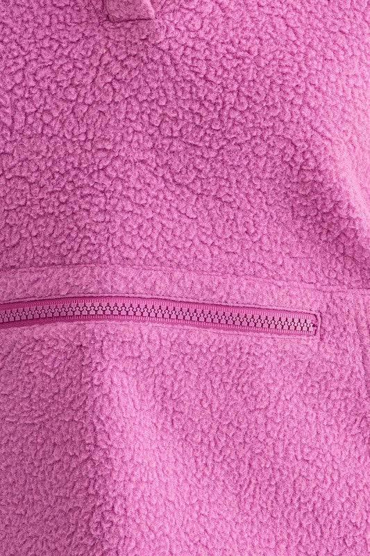 Pocket Detail Boxy Fleece Pullover Sweater Sweaters