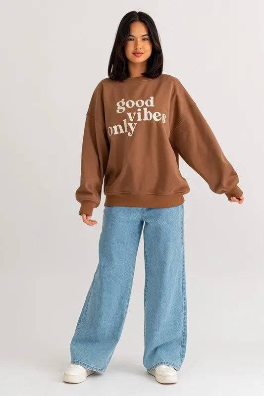 Good Vibes Embroidered Oversized Sweatshirt Sweatshirts