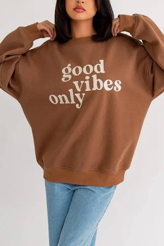 Good Vibes Embroidered Oversized Sweatshirt Sweatshirts