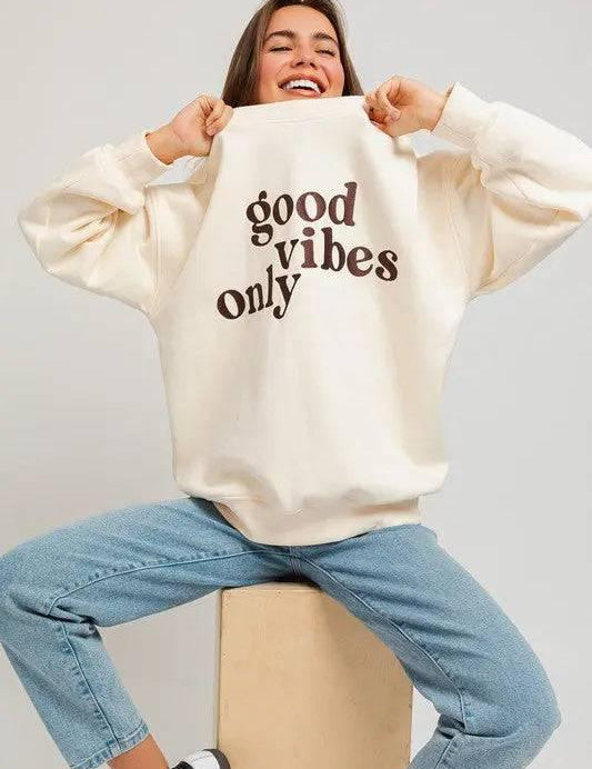 Good Vibes Embroidered Oversized Sweatshirt Sweatshirts