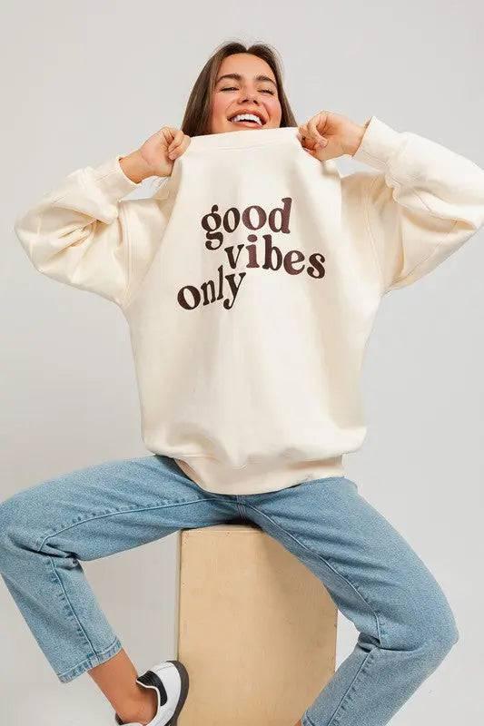 Good Vibes Embroidered Oversized Sweatshirt Sweatshirts