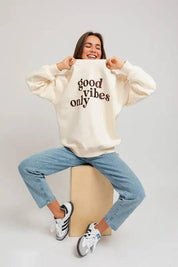 Good Vibes Embroidered Oversized Sweatshirt Sweatshirts