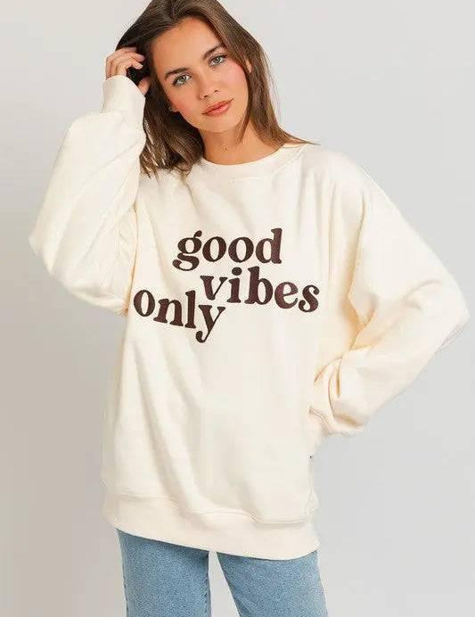 Good Vibes Embroidered Oversized Sweatshirt Sweatshirts