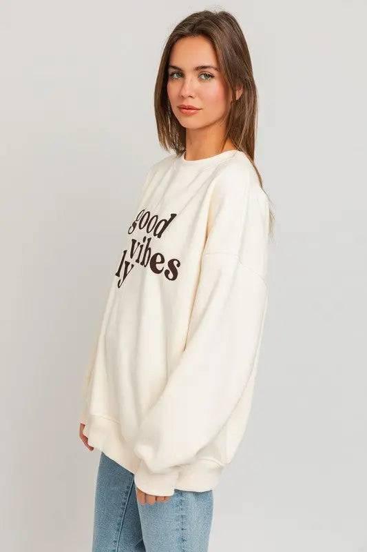 Good Vibes Embroidered Oversized Sweatshirt Sweatshirts