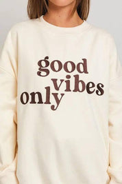 Good Vibes Embroidered Oversized Sweatshirt Sweatshirts