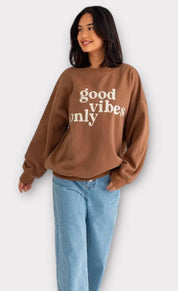 Good Vibes Embroidered Oversized Sweatshirt Sweatshirts