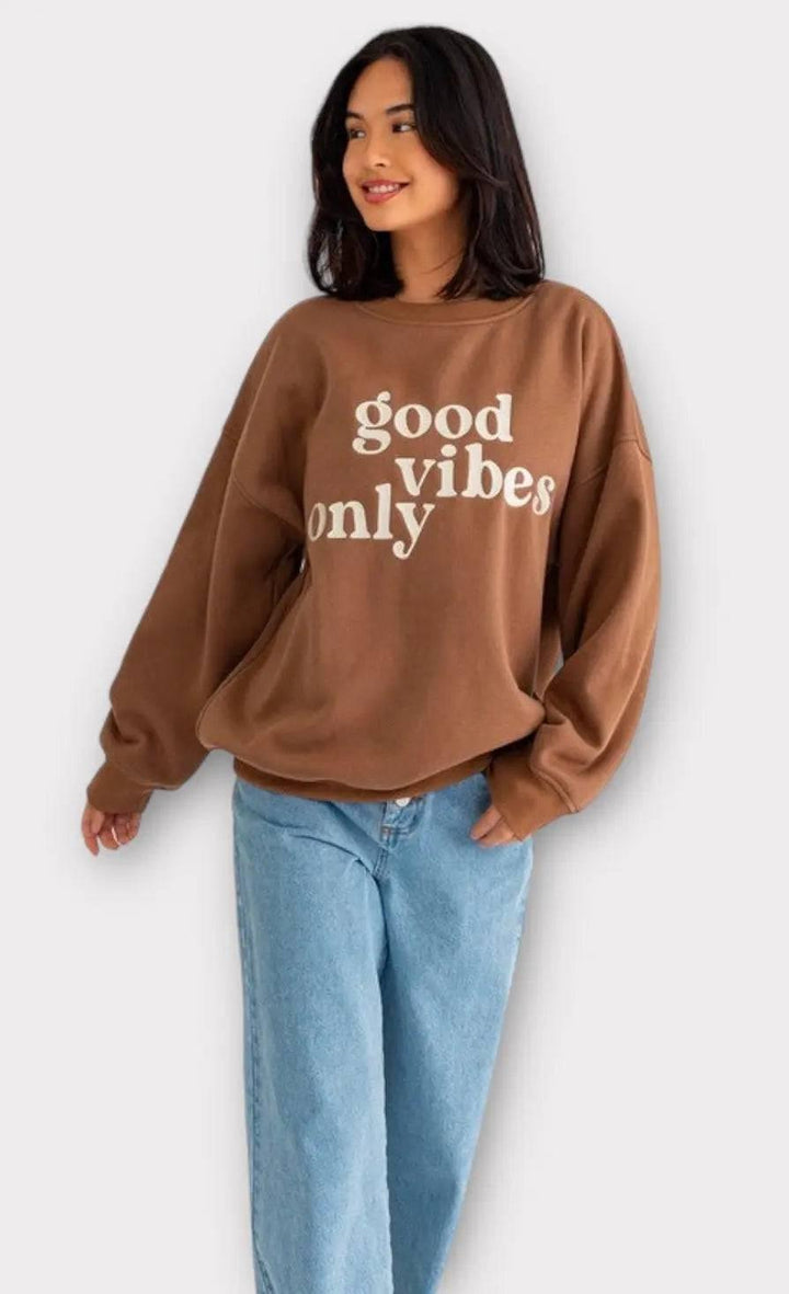 Good Vibes Embroidered Oversized Sweatshirt Sweatshirts