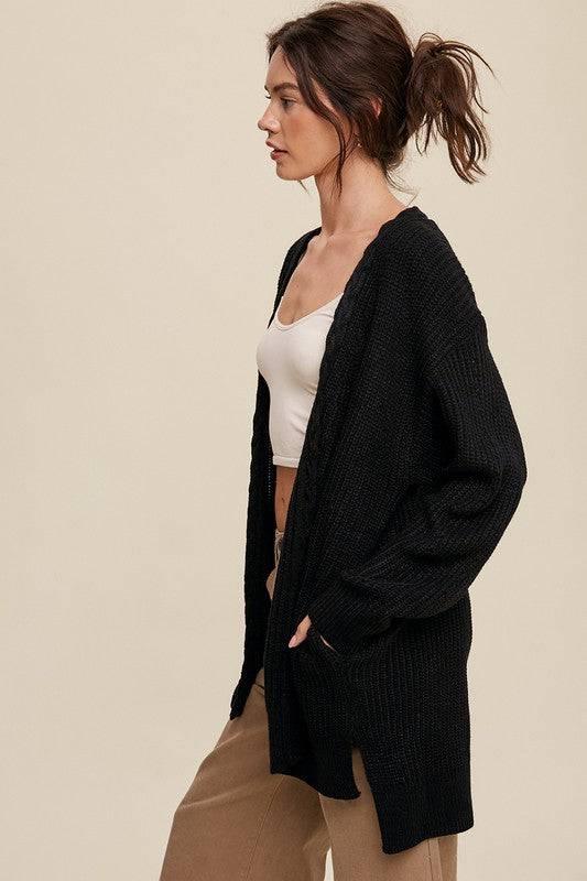 Listicle cable knit open cardigan Cardigans