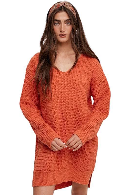 V-neck Ribbed Knit Sweater