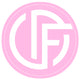 Pink and white DF store logo