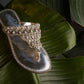 Silver Loving U thong sandal with beaded rhinestone straps