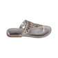 Silver Loving U beaded thong sandal with jeweled strap