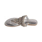 Silver Loving U thong sandal with rhinestone-embellished strap