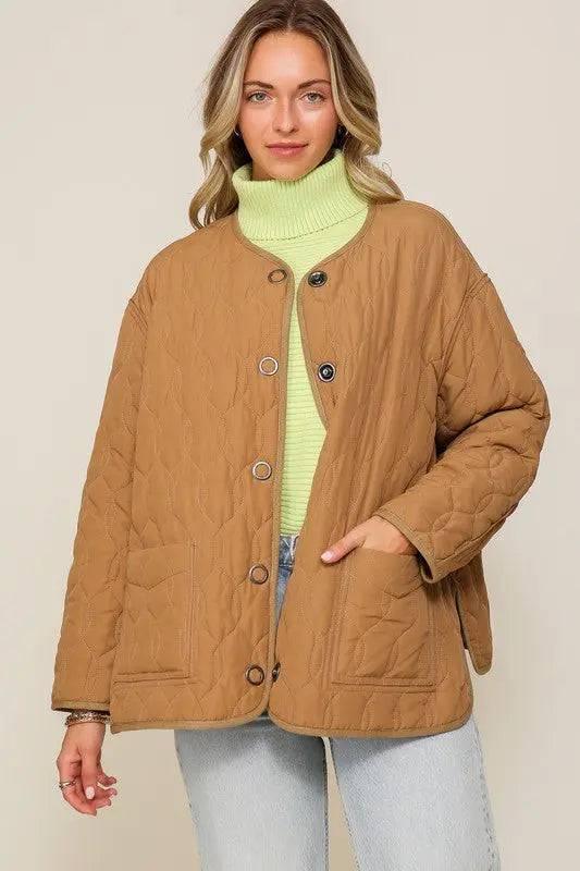 Oversized quilted puffer jacket Brown Coats & Jackets