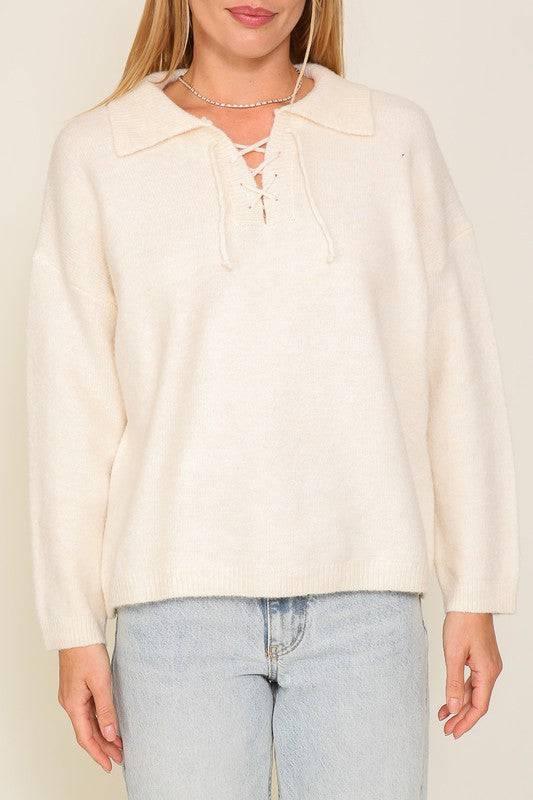 Lumiere front tie long sleeve sweater Sweaters