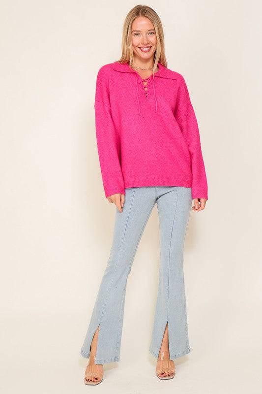 Lumiere front tie long sleeve sweater Sweaters