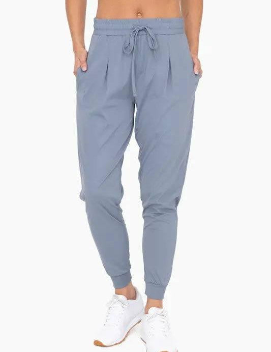 Silky pleated stretch jogger pants Grey Lounge Pants