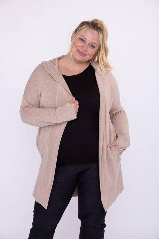 Mono b plus size hooded open cardigan Natural Cardigans