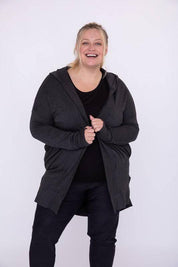 Mono b plus size hooded open cardigan Black Cardigans