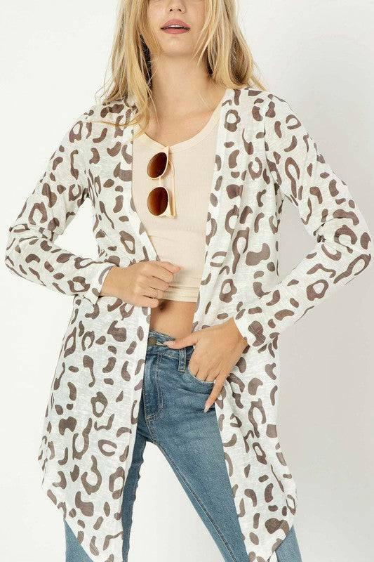 Leopard print open cardigan Leopard Cardigans