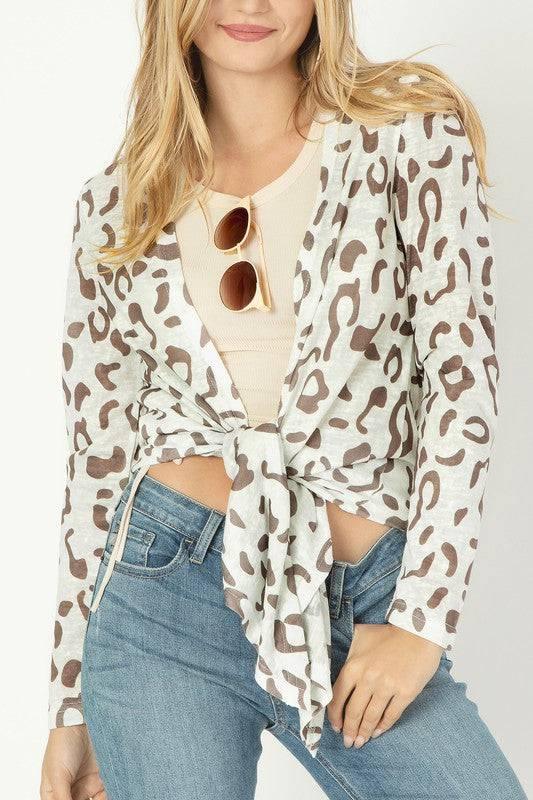 Leopard print open cardigan Cardigans