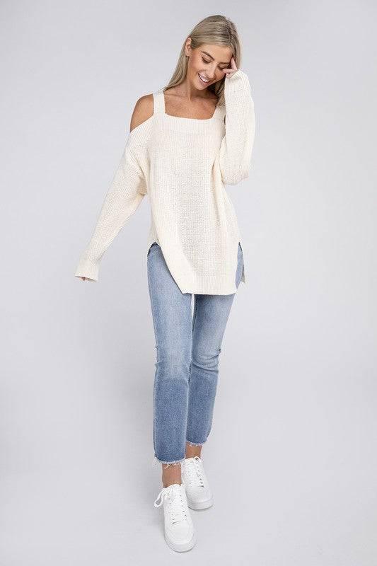 Open Shoulder Tunic Sweater Sweaters