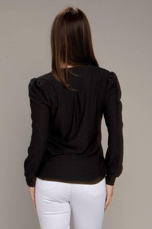 Women's long sleeve jacquard top Shirts & Tops