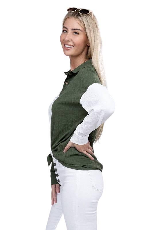 Color block long sleeved shirt Shirts & Tops