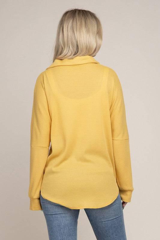 Yellow long sleeve button-down shirt Shirts & Tops