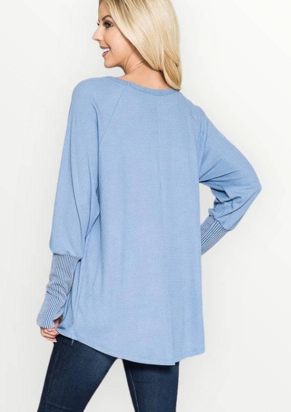 Long sleeved thumbhole knit tunic top Shirts & Tops