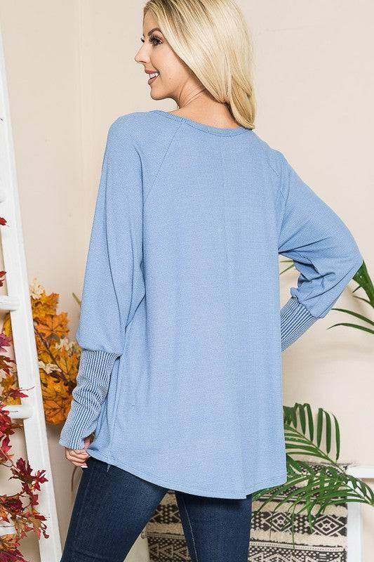 Long sleeved thumbhole knit tunic top Shirts & Tops