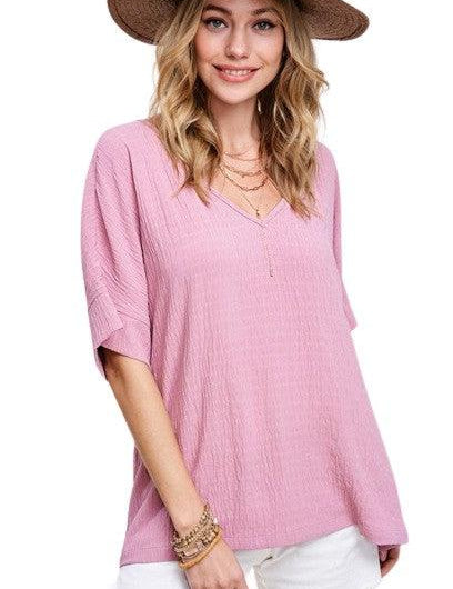 La Miel Short Sleeved V-Neck Oversized Top Shirts & Tops