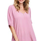 La Miel Short Sleeved V-Neck Oversized Top Shirts & Tops