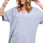 La Miel Short Sleeved V-Neck Oversized Top Shirts & Tops