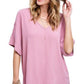 La Miel Short Sleeved V-Neck Oversized Top Shirts & Tops