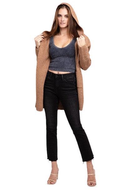 Zenana Hooded Cardigan Sweater Cardigans