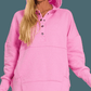 Half Snap Loose Fit Hooded Pullover Sweatshirts