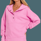 Half Snap Loose Fit Hooded Pullover Sweatshirts