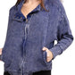 Zenana Acid Washed Hoodie Jacket Coats & Jackets