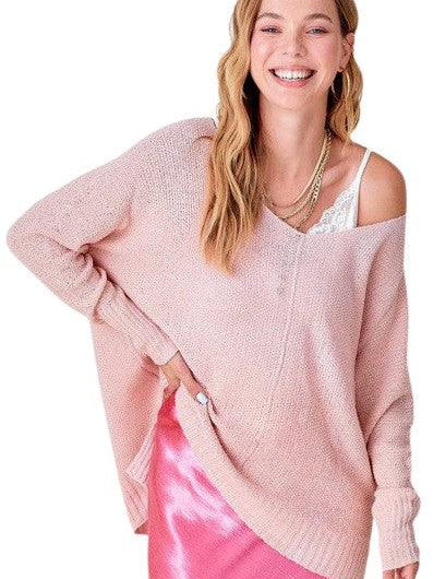 Relaxed fit hi low sweater BABY PINK Sweaters