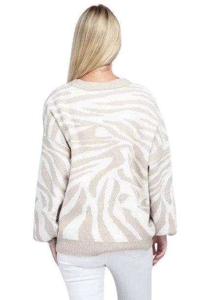 Zebra pattern button-down cardigan Cardigans