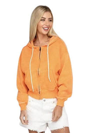 Zenana fleece cropped zip-up hoodie Hoodies