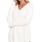 Zenana Plus Long Sleeve V Neck Tunic Sweater IVORY Sweaters