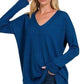 Zenana Plus Long Sleeve V Neck Tunic Sweater Sweaters