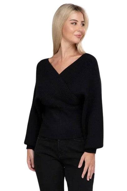 Zenana Cross wrap sweater BLACK Sweaters