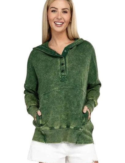 Zenana french terry kangaroo pocket hoodie Sweatshirts