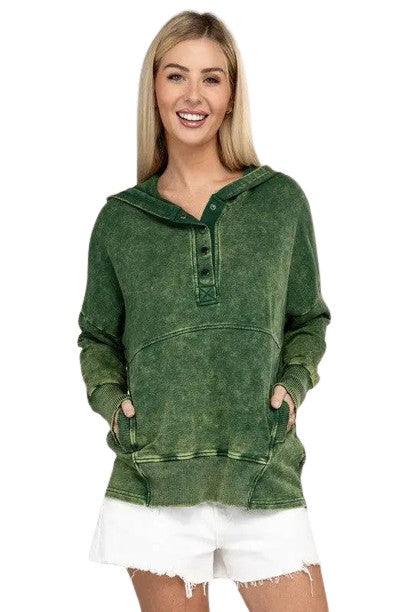 Zenana french terry kangaroo pocket hoodie Sweatshirts