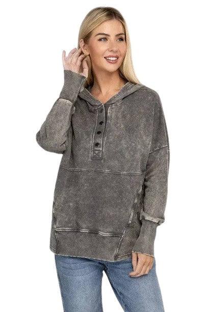 Zenana french terry kangaroo pocket hoodie Sweatshirts