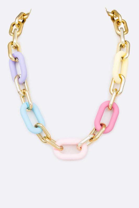 Pastel Resin Chain Necklace Multi O S Necklaces